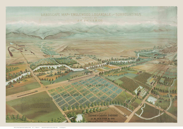 Englewood & Logandale, Colorado 1887 Bird's Eye View - DVL