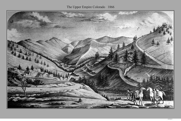 Upper Empire, Colorado 1866 Bird's Eye View - DVL