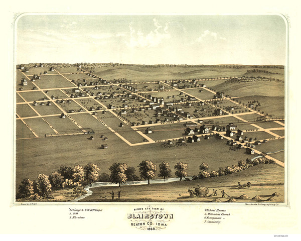 Blairstown, Iowa 1868 Bird's Eye View