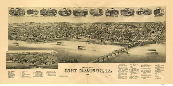 Fort Madison, Iowa 1889 Bird's Eye View