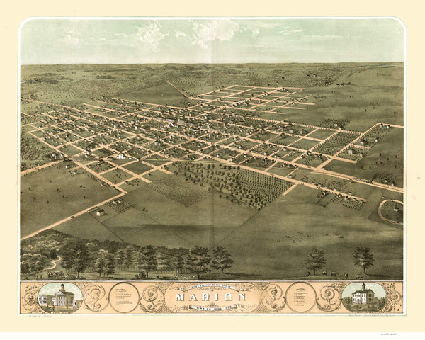 Marion, Iowa 1868 Bird's Eye View