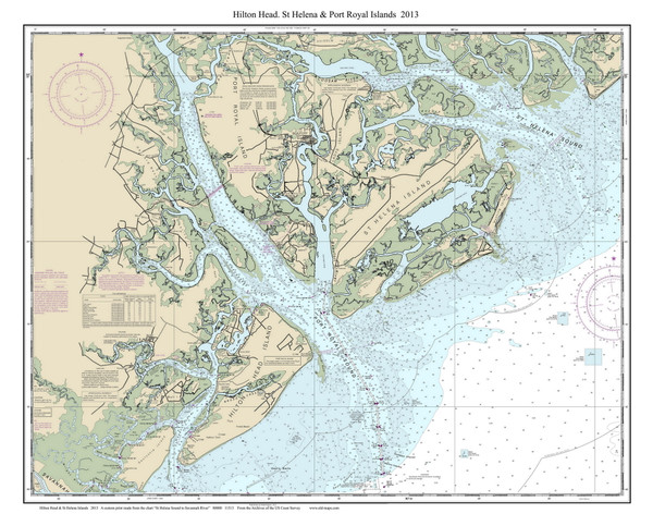 Hilton Head, St Helena & Port Royal Islands 2013 - South Carolina 80,000 Scale Custom Chart