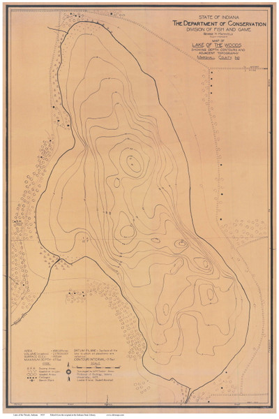 Lake of the Woods Indiana 1925 - Old Map Reprint - Indiana Lakes