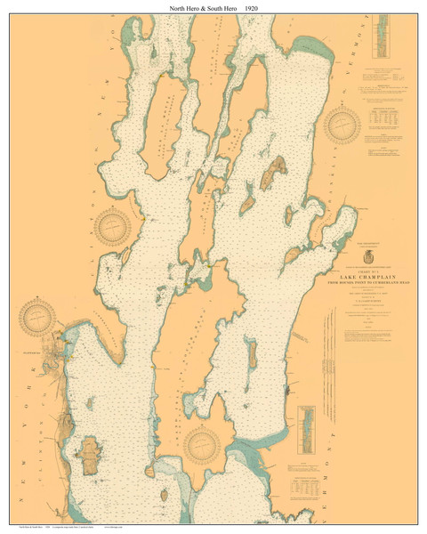 North Hero & South Hero Custom - 1920 Nautical Chart
