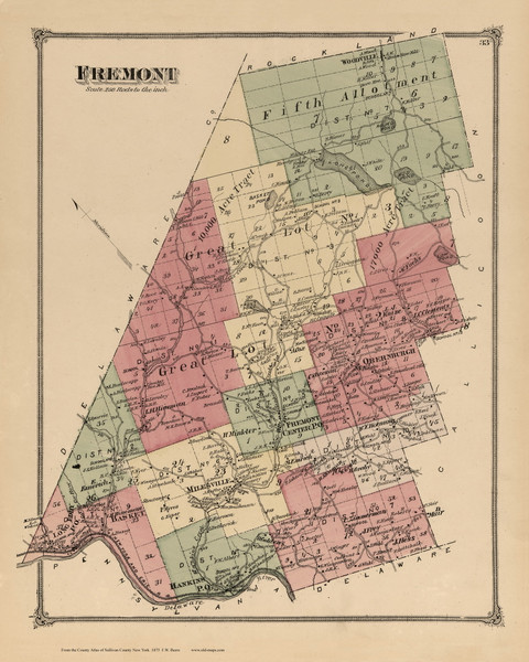 Fremont, New York 1875 - Old Town Map Reprint - Sullivan Co. Atlas