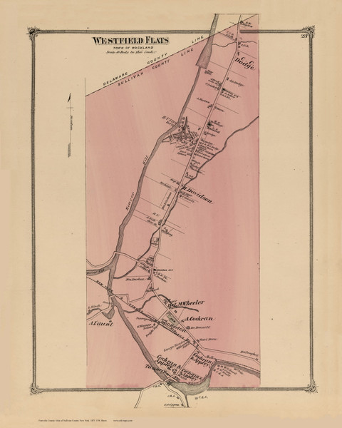 Westfield Flats, New York 1875 - Old Town Map Reprint - Sullivan Co. Atlas