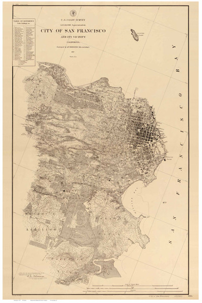 San Francisco 1857 (1893) US Coast Survey - Old Map Reprint - California Cities