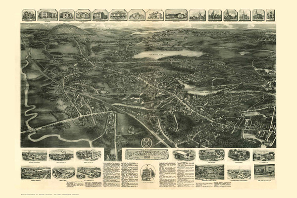 Canton, Massachusetts 1918 Bird's Eye View - Old Map Reprint Canton, Massachusetts 1918 Bird's Eye View - Old Map Reprint