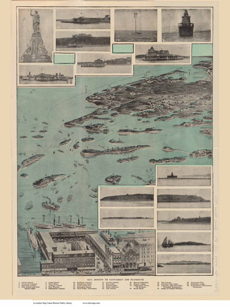Nantasket Beach, Plymouth, and Boston, Massachusetts ca 1915 Bird's Eye View - Old Map Reprint BPL Nantasket Beach, Plymouth, and Boston, Massachusetts ca 1915 Bird's Eye View - Old Map Reprint BPL