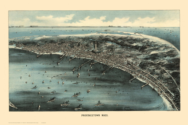 Provincetown, Massachusetts 1910 Bird's Eye View - Old Map Reprint LC