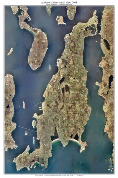 Aerial Photo View of Aquidneck Island, 2003 - Rhode Island Custom Composite Map Reprint