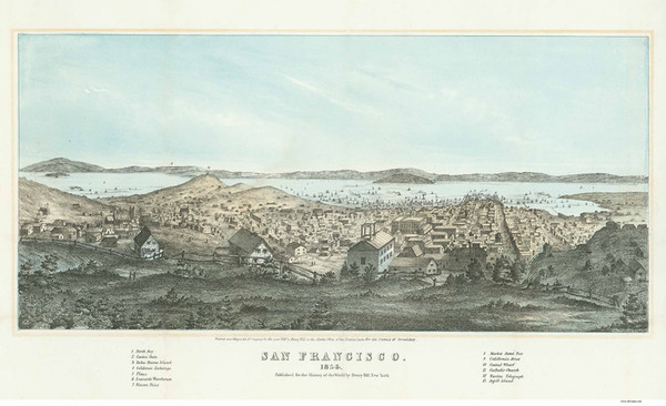 San Francisco, California 1854 Bird's Eye View