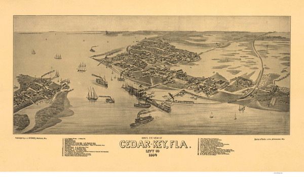 Cedar Key, Florida 1885 Bird's Eye View Cedar Key, Florida 1885 Bird's Eye View