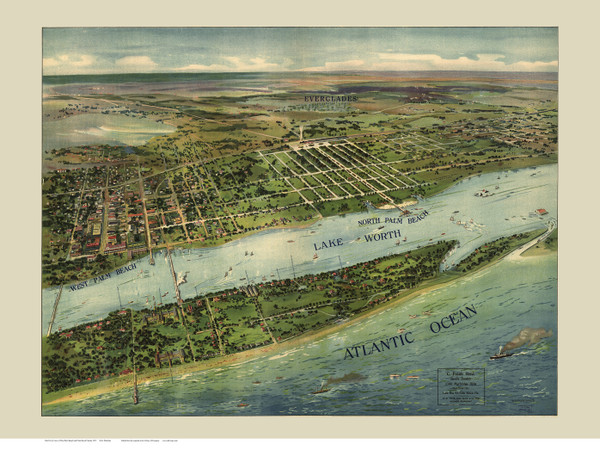 Palm Beach, Florida 1915 Bird's Eye View