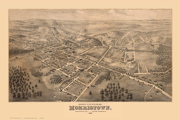 Morristown, New Jersey 1876 Custom Bird's Eye View