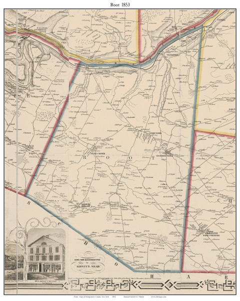 Root, New York 1853 Old Town Map Custom Print - Montgomery Co.