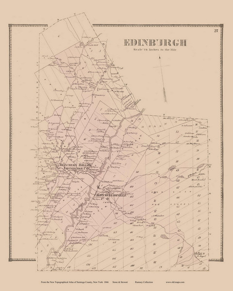 Edinburgh, New York 1866 - Old Town Map Reprint - Saratoga Co.