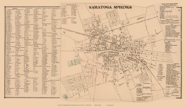 Saratoga Springs Village and Business Directory - Saratoga Springs, New York 1866 - Old Town Map Reprint - Saratoga Co.