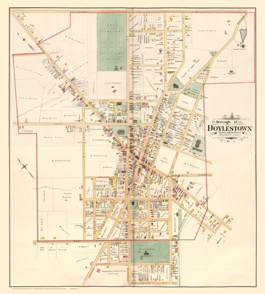 Borough of Doylestown, Pennsylvania 1891 - Old Map Reprint - Bucks County Borough of Doylestown, Pennsylvania 1891 - Old Map Reprint - Bucks County