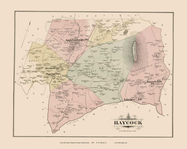 Haycock, Pennsylvania 1891 - Old Map Reprint - Bucks County