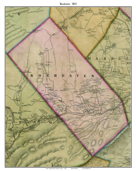 Rochester, New York 1853 Old Town Map Custom Print - Ulster Co.