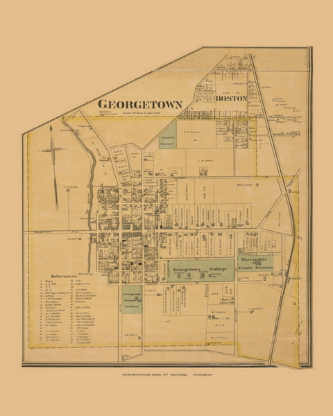 Georgetown Village - Precinct 1 - Scott County, Kentucky 1879 Old Town Map Custom Print - Scott Co.