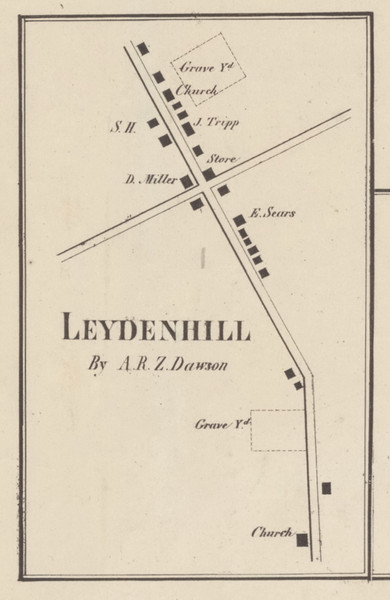 Leydenhill, New York 1857 Old Town Map Custom Print with Homeowner Names - Genealogy Reprint - Lewis Co.