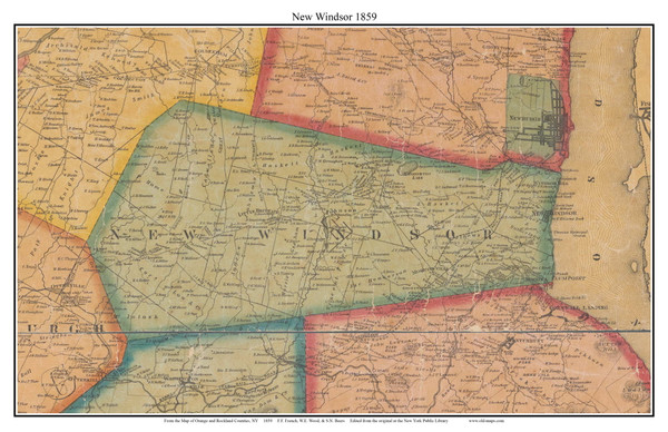 New Windsor, New York 1859 Old Town Map Custom Print with Homeowner Names - Orange Co. New Windsor, New York 1859 Old Town Map Custom Print with Homeowner Names - Orange Co.