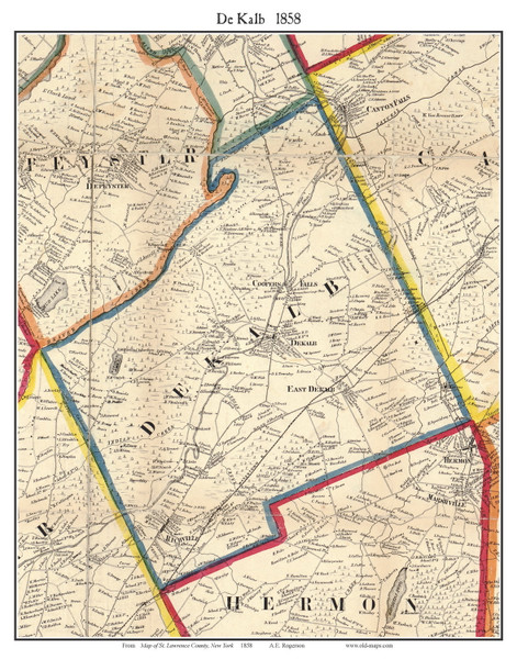 De Kalb, New York 1858 Old Town Map Custom Print - St. Lawrence Co. De Kalb, New York 1858 Old Town Map Custom Print - St. Lawrence Co.