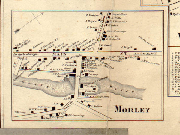 Morley, New York 1858 Old Town Map Custom Print - St. Lawrence Co.