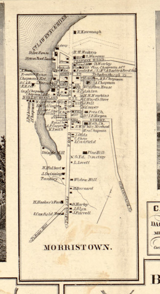 Morristown Village, New York 1858 Old Town Map Custom Print - St. Lawrence Co.