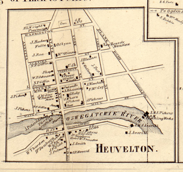 Heuvelton, New York 1858 Old Town Map Custom Print - St. Lawrence Co.