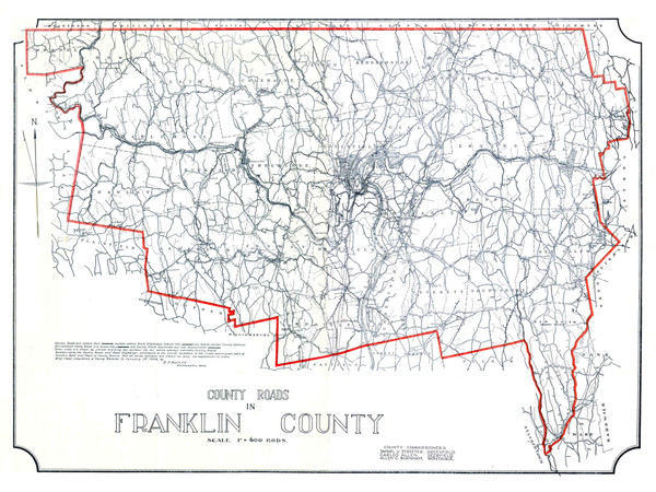Franklin County Massachusetts 1936 - County Roads - Old Map Reprint - County Other