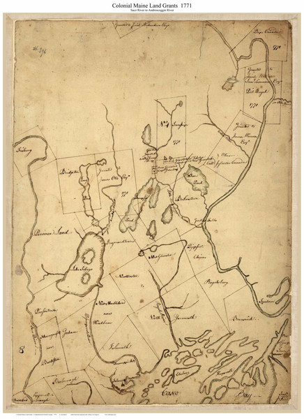 Colonial Maine Land Grants-Sacco to Androscoggin River 1771 - Old Map Reprint - Maine Coastline Colonial Maine Land Grants-Sacco to Androscoggin River 1771 - Old Map Reprint - Maine Coastline