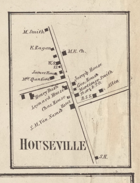 Houseville, New York 1857 Old Town Map Custom Print with Homeowner Names - Genealogy Reprint - Lewis Co.