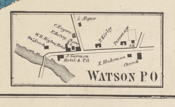 Watson Villege, New York 1857 Old Town Map Custom Print with Homeowner Names - Genealogy Reprint - Lewis Co.