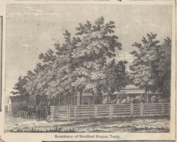Ragan Residence, Turin, New York 1857 Old Town Map Custom Print with Homeowner Names - Genealogy Reprint - Lewis Co.