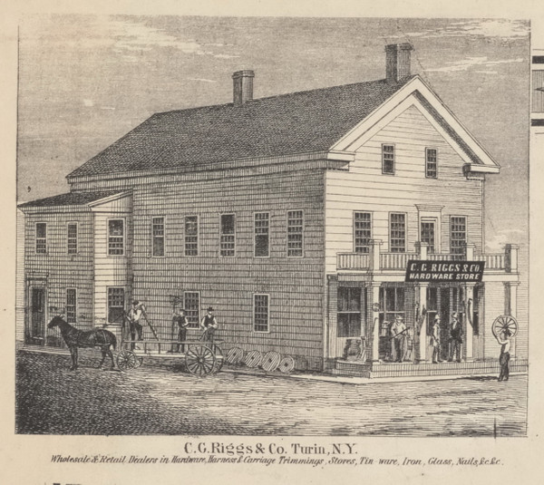 Riggs Residence, Turin, New York 1857 Old Town Map Custom Print with Homeowner Names - Genealogy Reprint - Lewis Co.