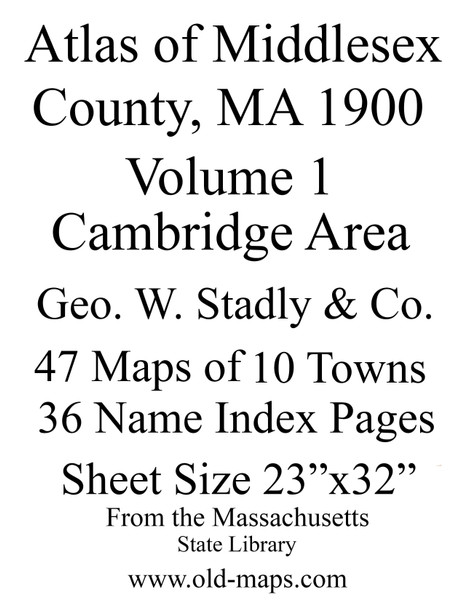 Intro Sheet, 1900 - Old Street Map Reprint - Middlesex Co. Atlas Vol.1 - Cambridge Area
