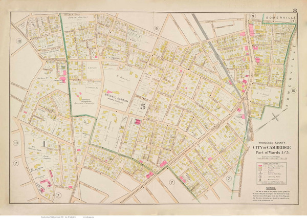 Plate 8, Cambridge - parts of Wards 1 and 5, 1900 - Old Street Map Reprint - Middlesex Co. Atlas Vol.1 - Cambridge Area