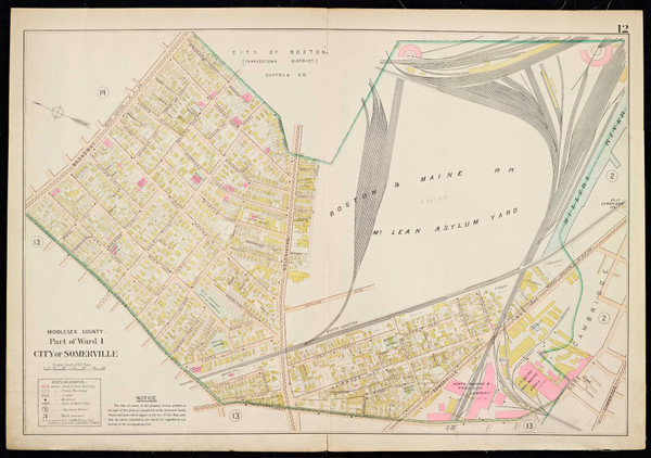 Plate 12, Somerville - part of Ward 1, 1900 - Old Street Map Reprint - Middlesex Co. Atlas Vol.1 - Cambridge Area