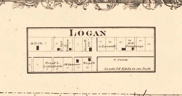 Logan Village Illinois 1870 Old Town Map Custom Print - Edgar Co.