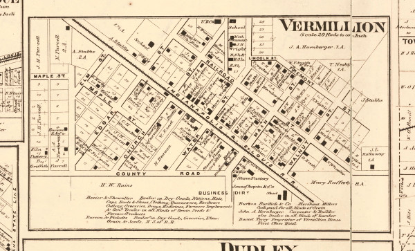 Vermillion Village Illinois 1870 Old Town Map Custom Print - Edgar Co. Vermillion Village Illinois 1870 Old Town Map Custom Print - Edgar Co.