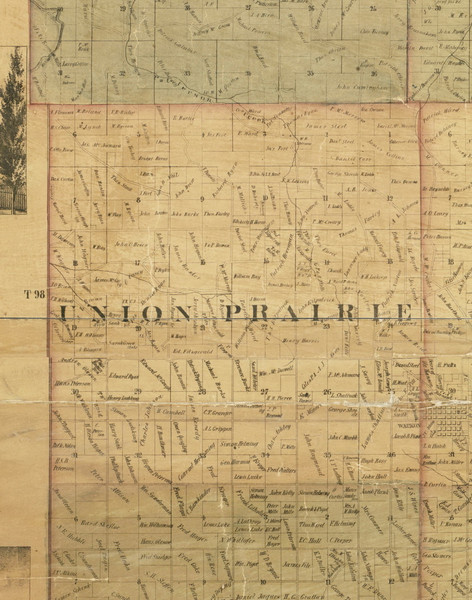 Union Prairie, Iowa 1872 Old Town Map Custom Print - Allamakee Co.
