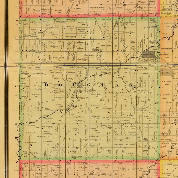Douglas, Iowa 1884 Old Town Map Custom Print - Adams Co.