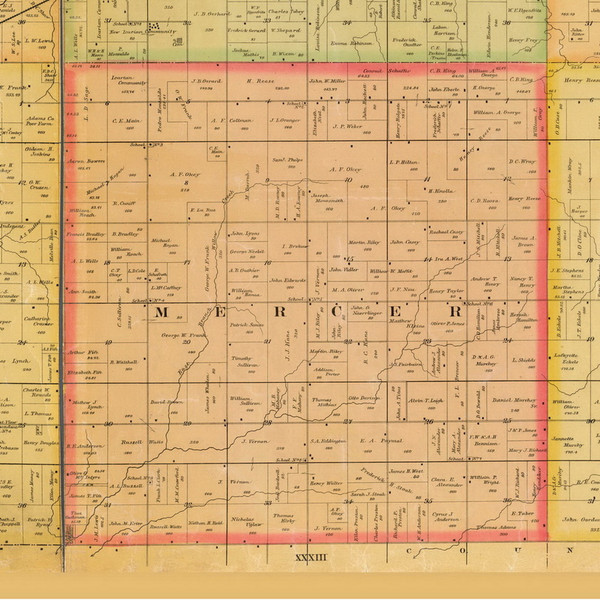 Mercer, Iowa 1884 Old Town Map Custom Print - Adams Co.