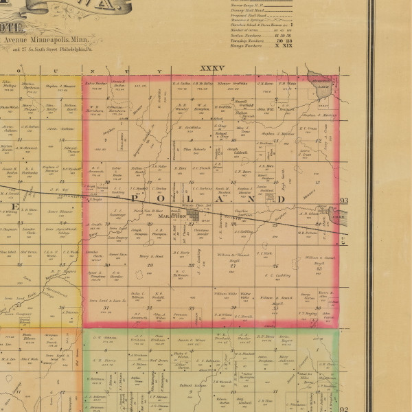 Poland, Iowa 1884 Old Town Map Custom Print - Buena Vista Co.