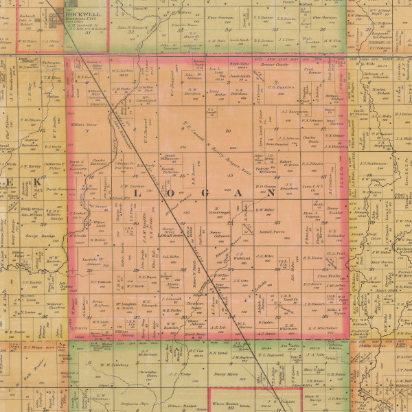 Logan, Iowa 1884 Old Town Map Custom Print - Calhoun Co.