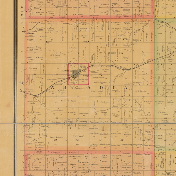 Arcadia, Iowa 1884 Old Town Map Custom Print - Carroll Co.