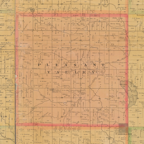 Pleasant Valley, Iowa 1884 Old Town Map Custom Print - Carroll Co.